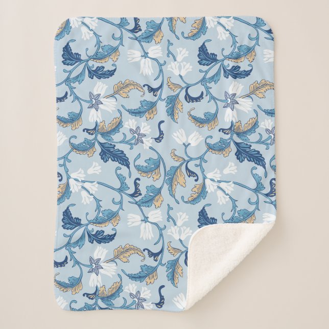 Manta Sherpa Elegancia botánica vintage (Anverso)