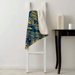 Manta Sherpa Elegancia de Flor Dorada
