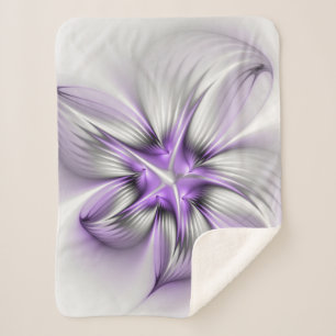 Manta Sherpa Elegancia floral arte contemporáneo abstracto viol