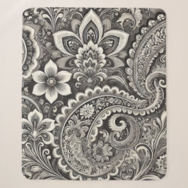 Manta Sherpa Elegancia Floral de Paisley Monocromo