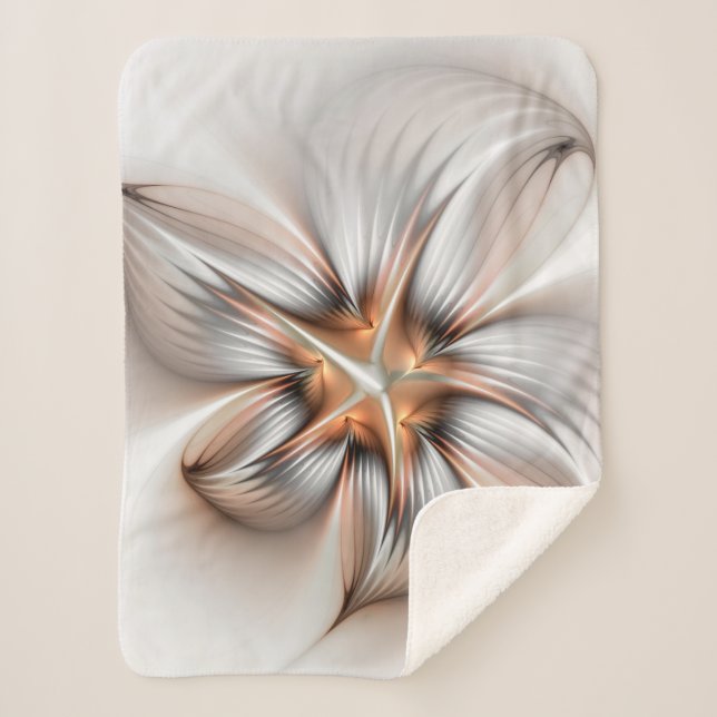 Manta Sherpa Elegancia floral modernidad Resumen arte fractal (Anverso)