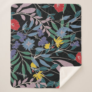 Manta Sherpa Elegancia floral: Resumen de fondo vintage