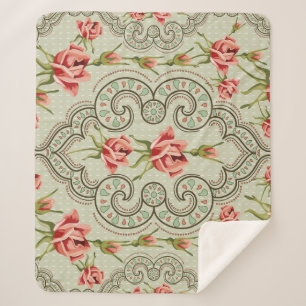 Manta Sherpa Elegancia Floral: Vintage Fondo Seamless.