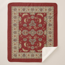 Manta Sherpa Elegancia intemporal Tela roja y Beige clásica