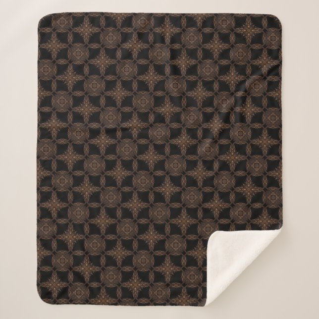 Manta Sherpa Elegancia Noir Brown & Black Pattern (Anverso)