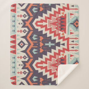 Manta Sherpa Elegancia tribal: impresión étnica geométrica