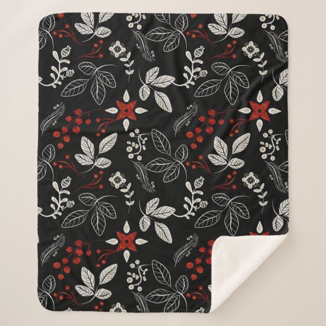 Manta Sherpa Elegant botanical pattern (Anverso)