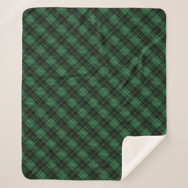 Manta Sherpa Elegant Green Plaid Christmas (Anverso)