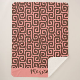 Manta Sherpa Elegant pink &brown Abstract pattern