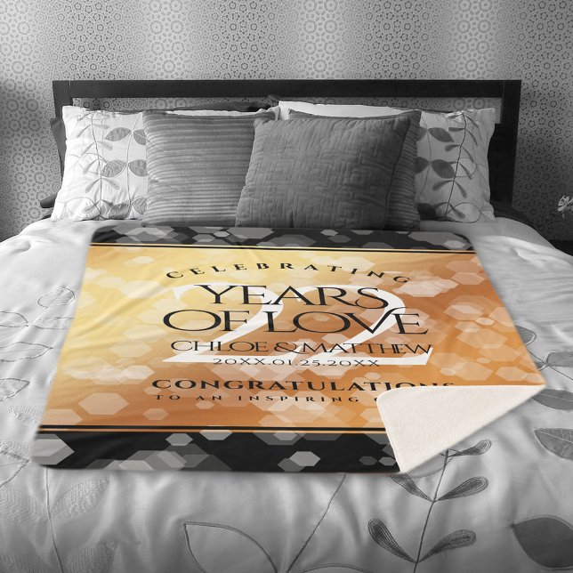 Manta Sherpa Elegante 22° Aniversario del Boda del Cobre (Elegant 22nd Copper Wedding Anniversary Sherpa Fleece Blanket Cover Photo.)