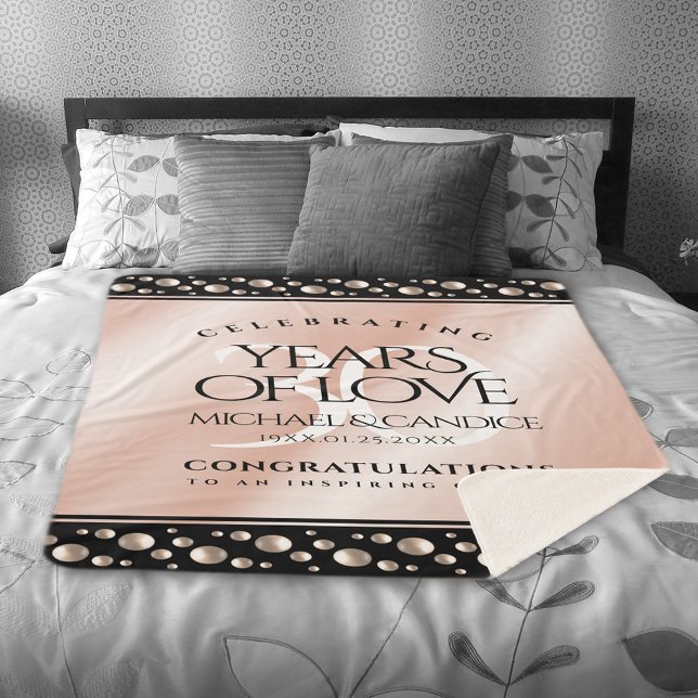 Manta Sherpa Elegante 30° Aniversario de la Boda de la Perla (Elegant 30th Pearl Wedding Anniversary Sherpa Fleece Blanket Cover Photo.)