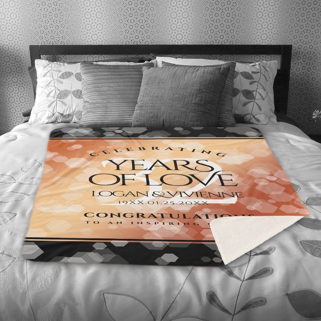 Manta Sherpa Elegante 32° Aniversario del Boda de Bronce (Elegant 32th Bronze Wedding Anniversary Sherpa Fleece Blanket Cover Photo.)
