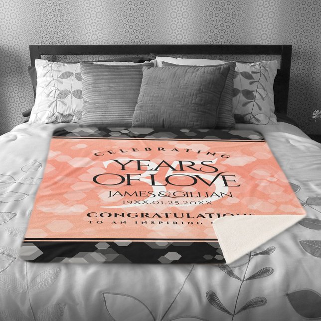 Manta Sherpa Elegante 35° Aniversario del Boda de Coral (Elegant 35th Coral Wedding Anniversary Sherpa Fleece Blanket Cover Photo.)