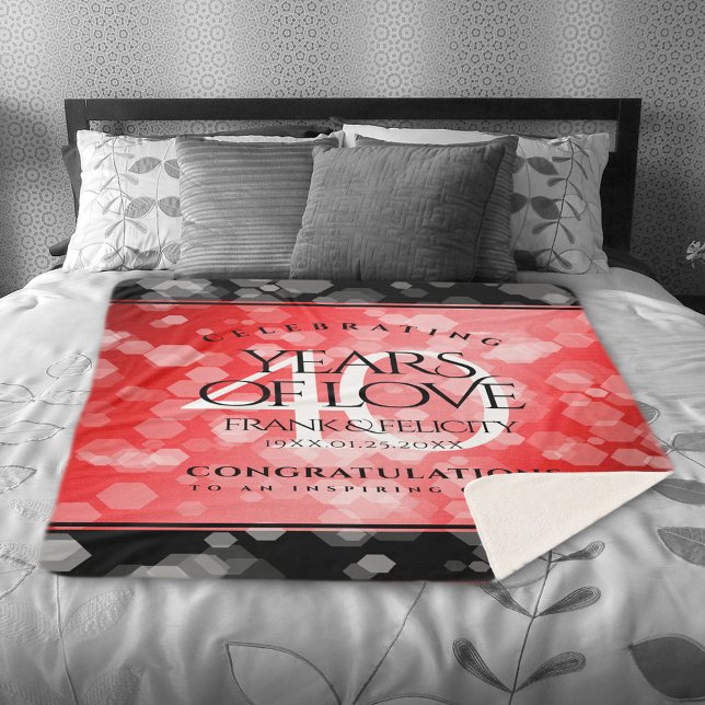 Manta Sherpa Elegante 40° Aniversario del Boda del Ruby (Elegant 40th Ruby Wedding Anniversary Sherpa Fleece Blanket Cover Photo.)