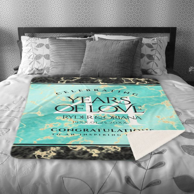 Manta Sherpa Elegante 44° Aniversario Boda Turquesa (Elegant 44th Turquoise Wedding Anniversary Sherpa Fleece Blanket Cover Photo.)