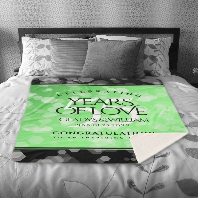 Manta Sherpa Elegante 55º aniversario de Boda Esmeralda (Elegant 55th Emerald Wedding Anniversary Sherpa Fleece Blanket Cover Photo.)