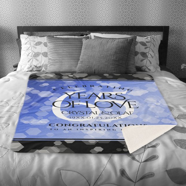 Manta Sherpa Elegante 65º Aniversario del Boda de Zafiro Azul (Elegant 65th Blue Sapphire Wedding Anniversary Sherpa Fleece Blanket Cover Photo.)