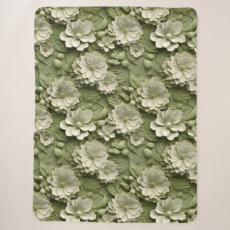Manta Sherpa Elegante alivio floral Grabado en relieve 3D