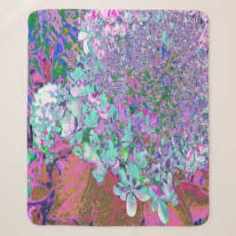 Manta Sherpa Elegante Aqua y Purple Limelight Hydrangea Detalle
