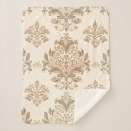 Manta Sherpa Elegante beige damasco vintage casa de campo franc