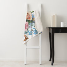 Elegante boho floral Sherpa Blanket