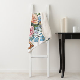 Manta Sherpa Elegante boho floral Sherpa Blanket