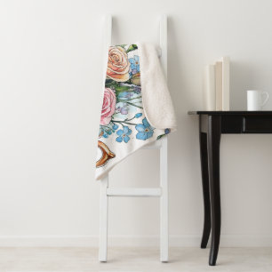 Manta Sherpa Elegante boho floral Sherpa Blanket