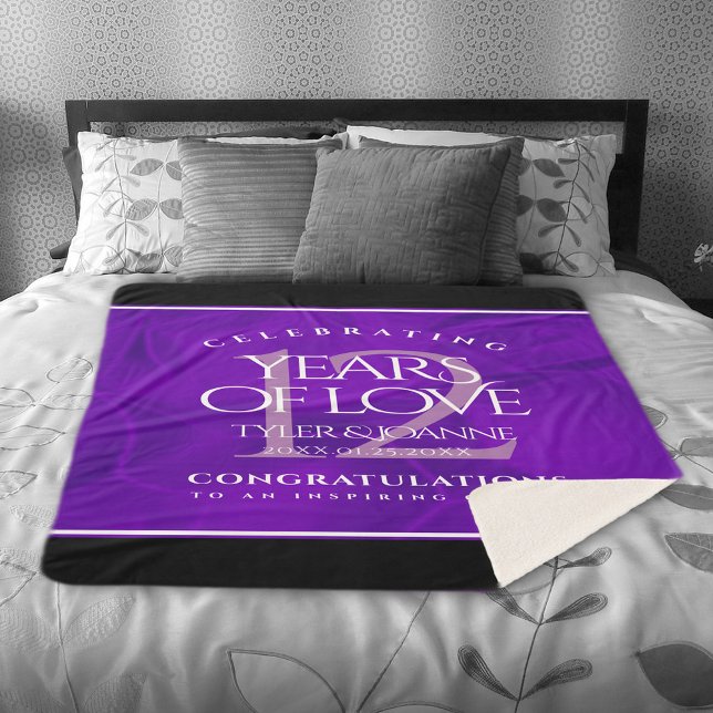 Manta Sherpa Elegante celebración del 12º Aniversario del Boda  (Elegant 12th Silk Wedding Anniversary Sherpa Fleece Blanket Cover Photo.)