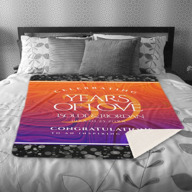 Manta Sherpa Elegante celebración del Aniversario del Boda Agat (Elegant 39th Agate Wedding Anniversary Sherpa Fleece Blanket Cover Photo.)
