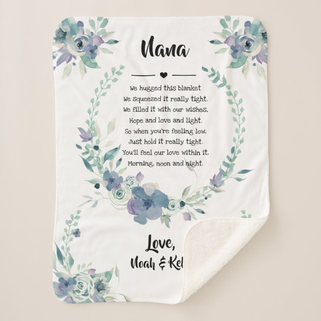 Manta Sherpa Elegante cita de nietos de la abuela floral Nana (Anverso)