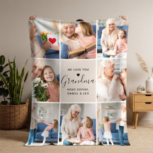 Manta Sherpa Elegante Colage de Fotos de Amor para Abuela