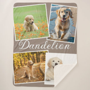 Manta Sherpa Elegante Collage de Fotos de Perro Moderno Marrón