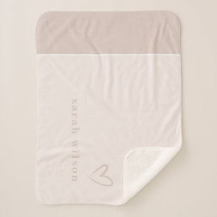 Manta Sherpa Elegante Elegante Minimal Sencillo Corazón Rosa Ru