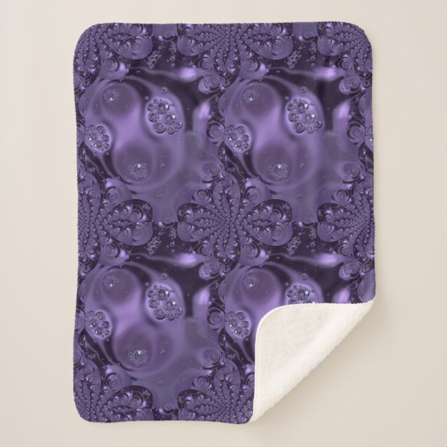 Manta Sherpa Elegante Espuma Líquida Real Púrpura (Anverso)