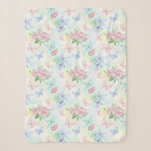 Manta Sherpa Elegante estampado continuo de mariposa
