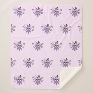 Manta Sherpa Elegante estampado floral violeta gris violeta