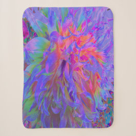 Manta Sherpa Elegante Flor de Dalia Decorativa Psicodélica