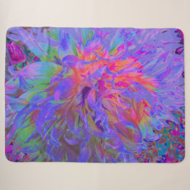 Manta Sherpa Elegante Flor de Dalia Decorativa Psicodélica