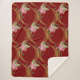 Manta Sherpa Elegante Floral Navideño Acento de Navidad