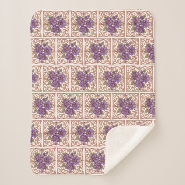 Manta Sherpa Elegante floral vintage nouveau (Anverso)