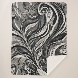 Manta Sherpa Elegante - Flujo abstracto en blanco y negro