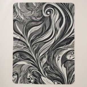Manta Sherpa Elegante - Flujo abstracto en blanco y negro