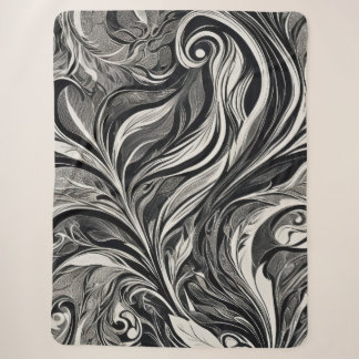 Manta Sherpa Elegante - Flujo abstracto en blanco y negro