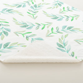 Manta Sherpa Elegante Foliage de color de agua verde