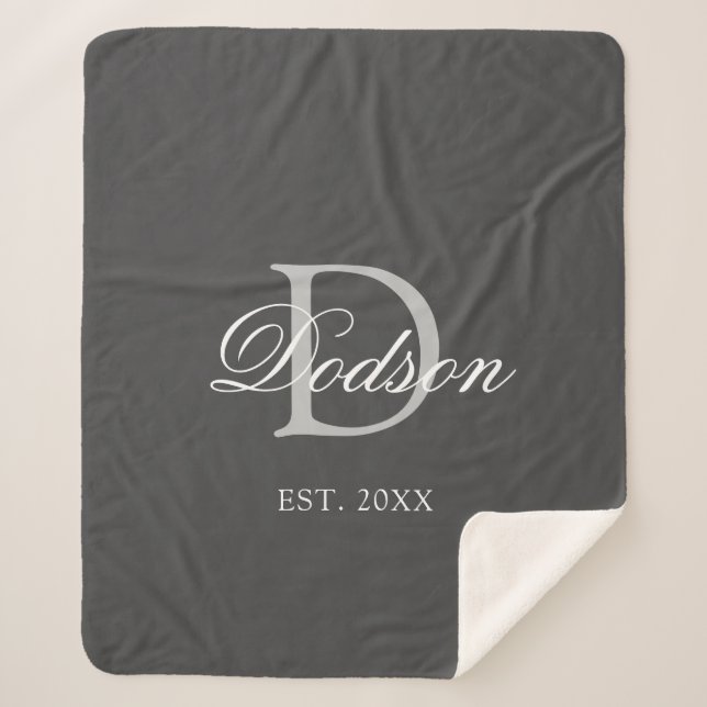 Manta Sherpa Elegante Gris Blanco Nuevo nombre de año estableci (Anverso)