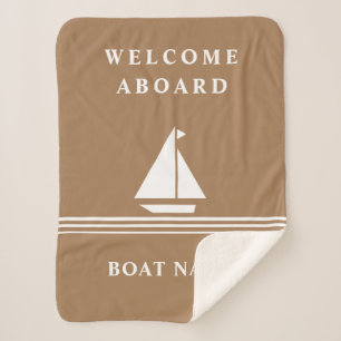 Manta Sherpa Elegante Khaki Boat Nautical Name Text