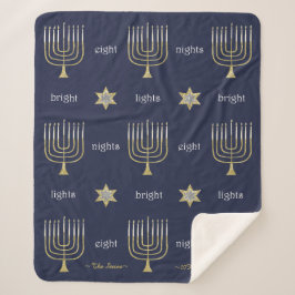 Manta Sherpa Elegante Menorahs Sherpa Hanukkah Blanket/Medium