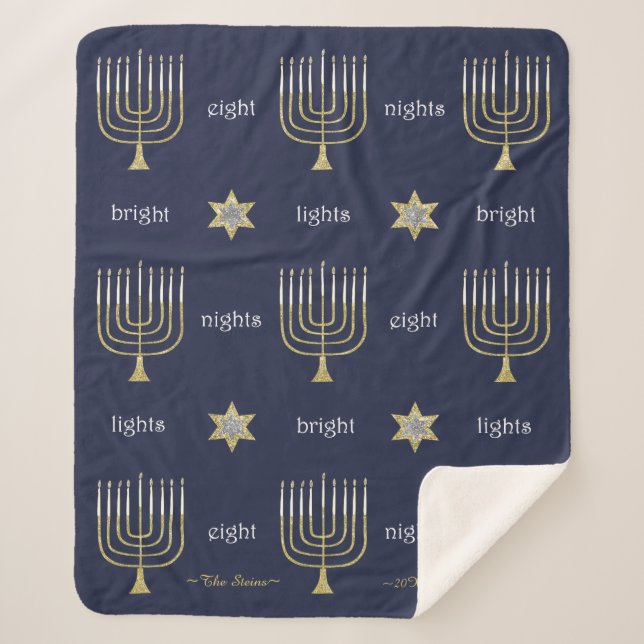 Manta Sherpa Elegante Menorahs Sherpa Hanukkah Blanket/Medium (Anverso)
