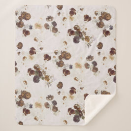 Manta Sherpa Elegante Moda Rosas beiges marrones  Floral Toile