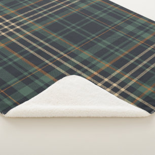 Manta Sherpa Elegante Moderno Cuadro Verde Oscuro
